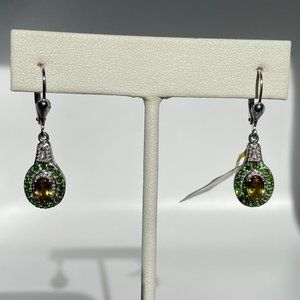 Madagascar Sphene and Peridot Dangle Leverback Earrings